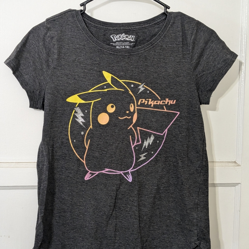 Pokemon Pikachu Gray and Yellow Short Sleeve Tee